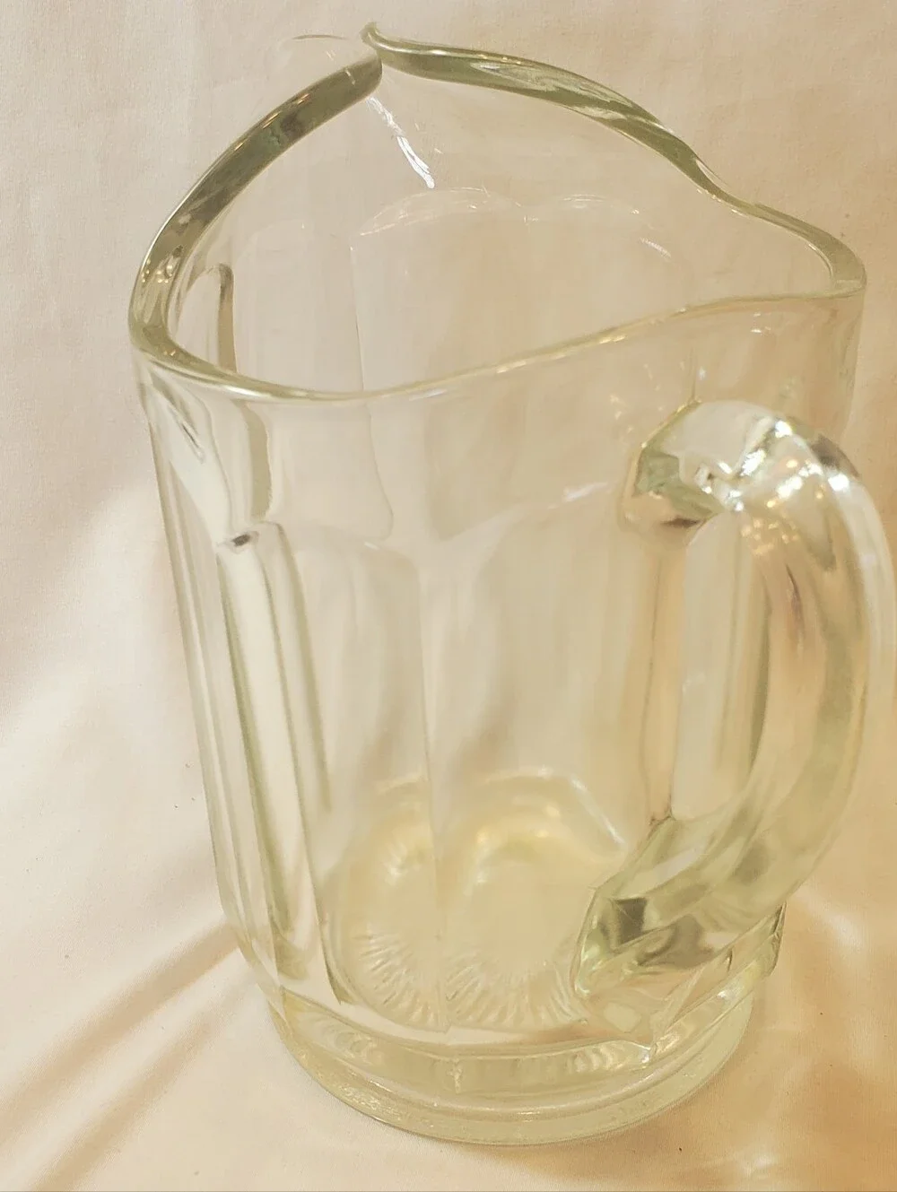 Depression Glass Vtg Clear Glass Panel Pitcher - Classic Beverage Server Ice Lip